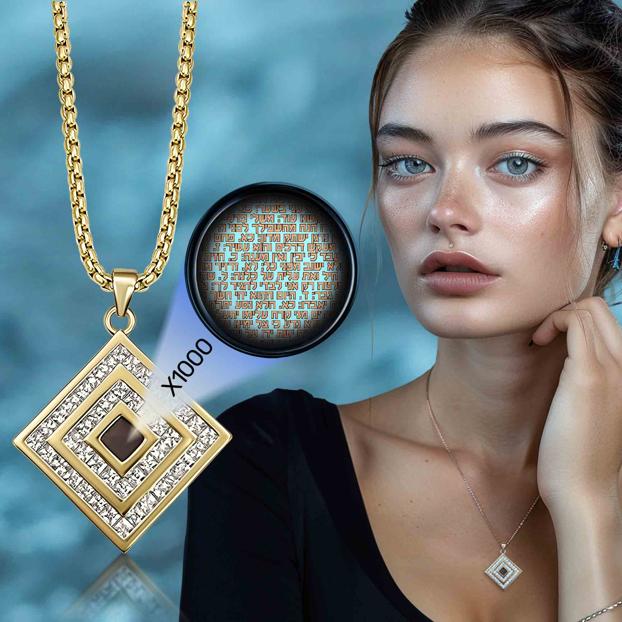 Christian Charm Necklace With Geometric Pendant Featuring Nano Bible Text My Nano Jewelry
